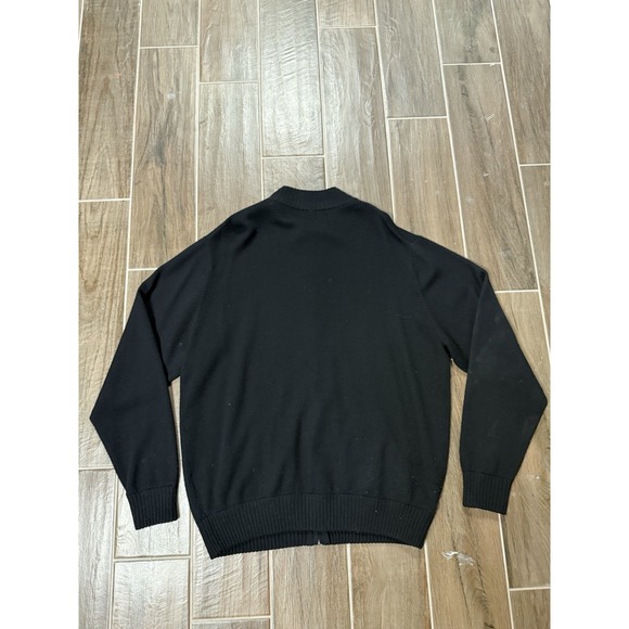 Peter Millar Extra fine Italian Merino Wool Full Zip Black Sweater Men's XL - Picture 2 of 4